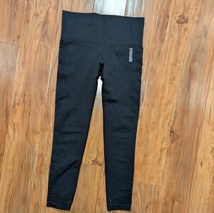 Gymshark Cropped Perforated‎  Compression Leggings Charcoal Women's Small FLAWED